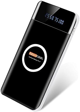 YOSHICOOL Qi Wireless Charger Power Bank 10000mAh LED Display Power Bank For IPhone 8 ,IPhone X, Galaxy Note 8 and more with 2 USB Outputs 5V 2.1A fast Output