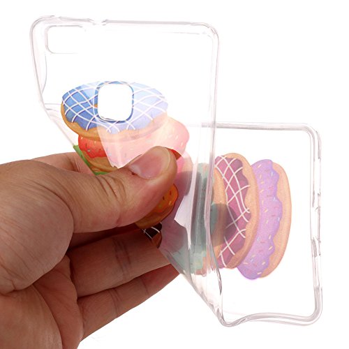 For Huawei P9 Lite Case,Funyye Fashion lovely Lightweight Ultra Slim Transparent Soft Gel Silicone TPU Bumper Anti Scratch Protective Cover for Huawei P9 Lite - Donut
