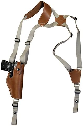 Barsony New Saddle Tan Leather Vertical Shoulder Holster for Full Size 9mm 40 45