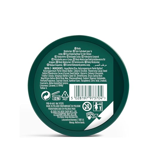 The Body Shop Shea Body Butter (1x 200ml), Shea Butter Body Moisturiser, Body Cream for Dry Skin, 96H Nourishing Moisture, Body Care, Non-Greasy, Non-Sticky Vegan Formula