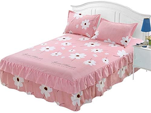 Zhiyuan Microfiber Ruffle Bed Skirt and 2 Pillowcases Set, Twin, Pink
