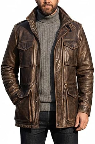 Amazon.com: MERCH ATTIRE US Army Leather M65 Field Jacket Men