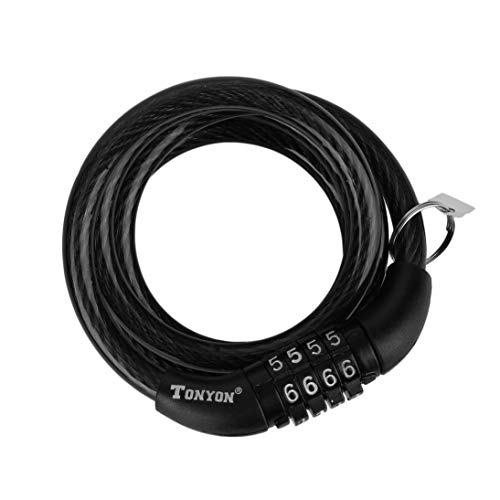 Baynne Manganese Steel + PVC + ABS Black 1200mm8mm(L x Dia) 4 Digit Combination Password Bike Bicycle Lock Steel Wire Security Cable