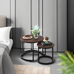 aboxoo Coffee Table Nesting Side Round Set of 2 End