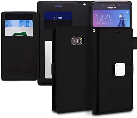 Galaxy S6 Edge Plus Case, ModeBlu [Mode Diary Series] [Black] Wallet Case ID Credit Card Cash Slots Premium Synthetic Leather [Stand View] for Samsung Galaxy S6 Edge Plus
