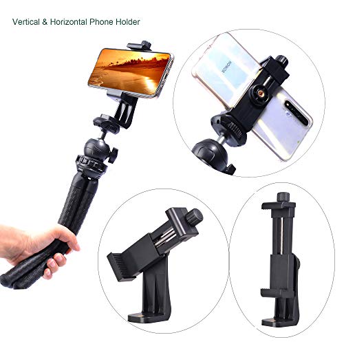 Phone Flexible Tripod Octopus Leg Mini Ball Head with Bluetooth Camera Remote, Mobile Tripod Mount Adapter, Compatible with iPhone 12 11Xs Samsung Andriod Live Streaming Vlog Webcam Tabletop Meeting