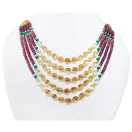 Citrine Pink Garnet Multi Strand Beads 