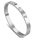 Yeemer Stainless Steel Love Bracelet Bangles with Diamonds Crystals for Mom,Girls Gold Silver Rose gold Colors (6.7 Inch(17cm) Silver color)