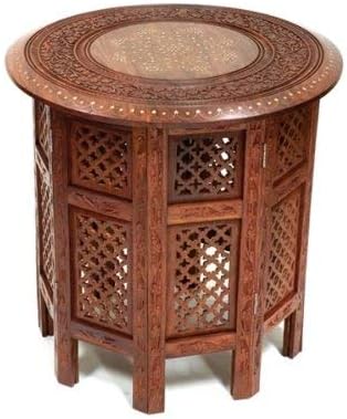 Stylla London Indian Hand Carved 18 Sheesham Jali Wooden Side Table With Brass Copper Inlay For Living Room Hallway Indian Furniture Amazon Co Uk Kitchen Home
