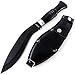 Grand Way Kukri Fixed Blade Gurkha Knife - Classic Black Curved Steel Sword Machete - Big Fix Hunting Knife - Large Bowie Survival Tool XG-B