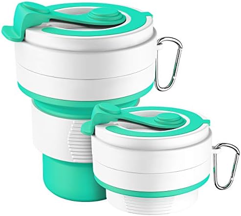 Collapsible Coffee Cup – MojiDecor Portable Reusable Coffee Cup, Silicone Travel Mug Coffee Cup Leak Proof (12oz 350ml, Leak Proof, BPA Free Reusable Coffee Cup) Portable Bottle Travel Cup (Green)