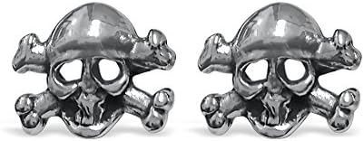Sterling Silver .925 Skull and Bone Stud Earrings