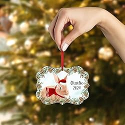 Red Rabbit Christmas Ornament 2024 - Personalized