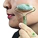 Best Anti-Aging Jade Roller Massager With Green Silicone Cleansing Brush for Face and Neck Rejuvenation and Body Relaxation, 100% Real Natural Jade, Double Roller Balls in Beautiful Handmade Box