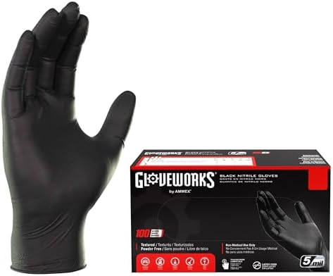 Black Nitrile 100 Nitrile Gloves Large GlovePlus Industrial Black