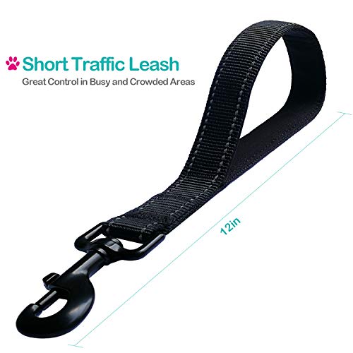 Short Dog Leash - Traffic Padded Handle - Heavy Duty - Short Nylon Dog Lead for Training Control - Reflective Threads… - Image 3