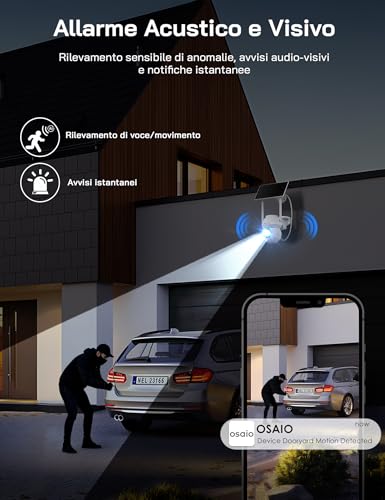 WOLFANG Solar Security Camera 1080P Outdoor WiFi PTZ Camera 360° (2.4G Only), PIR Motion Detection, Color Night Vision, Two-Way Audio, IP65, Works with Alexa