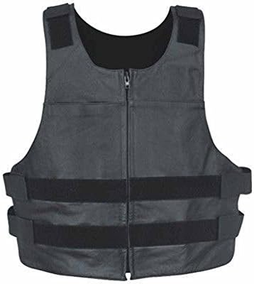 IK Leather LLC Mens Bullet Proof Style Leather Vest Medium Black
