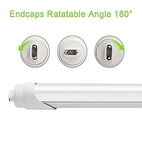 T8 T10 T12 LED Light Tube, 8ft, R17d Rotatable Base (Replacement for F96T12/CW/HO), 8 Foot LED Shop Light Fixture, 6000K, 45W, 4800LM Frosted Cover, Dual-Ended Power, 20-Pack - Thumbnail 2