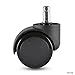 Rolland Office Chair Caster Wheel for Hardwood Floor - Stem Diameter: 11mm, Stem Length: 22mm - 5 Unit/Pack (Black)