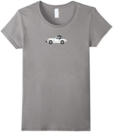 Women's White Triumph Spitfire 1500 British Car Cartoon T-shirt Large Slate