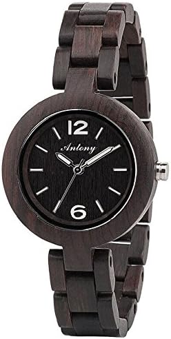 Amassan Wood Men Watch Analog Quartz Movement Day Display Lightweight Vintage Wooden Watch