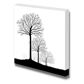 Canvas Prints Wall Art - Abstract Black Trees in Clean and Simple Style | Modern Wall Decor/Home Decoration Stretched Gallery Canvas Wrap Giclee Print & Ready to Hang - 12" x 12"
