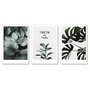 3 Panel Canvas Wall ArtGreen Tropical Plants Modern Home Decor Canvas Painting Wall Decoration for Bedroom Living Room 16"x24" x 3 Panels