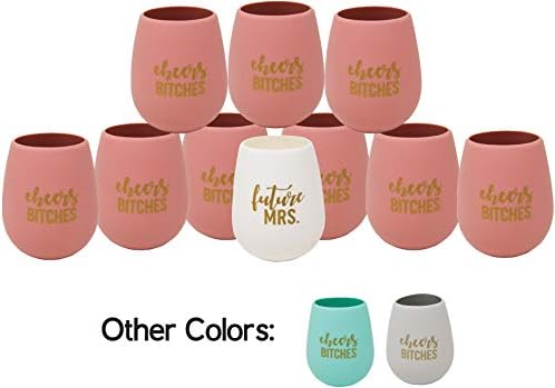 10 Bachelorette Party Silicone Cups | Bachelorette Party Decorations, Bridesmaid Gifts, Bridal Shower Decorations, Bachelorette Party Supplies | White, Rose