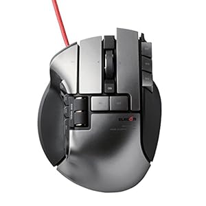 ELECOM ゲーミングマウス 有線 19ボタン ダブルホイール 2PC同時操作対応 6400dpi ブラック M-DUX71BK