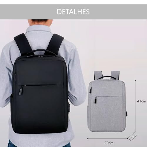 Mochila Executiva Unissex Slim para Notebook - Impermeável, Porta USB, Vários Compartimentos – Ideal para Trabalho, Estudos e Viagens