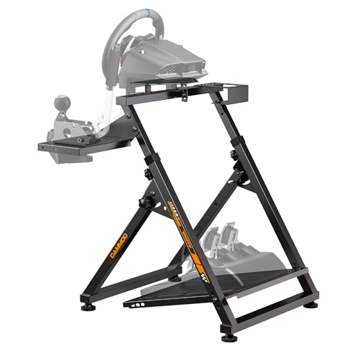 CAMMOO High Compatible Racing Wheel Stand Fits Handbrake, 29 Holes Wheel Panel & 26 Holes Shifter Panel, Foldable Sim Steering Racing Stand, Widely Height Adjustable and Cup Holder