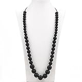 Consider It Maid Silicone Teething Necklace for Mom to Wear - FREE E-BOOK - BPA FREE and FDA Approved - Limitless (Black)