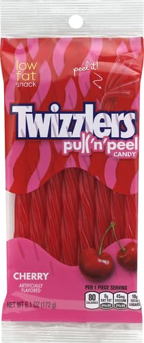 TWIZZLERS PULL ‘N’ PEEL LICORICE CANDY, CHERRY, 6.1 OUNCE
