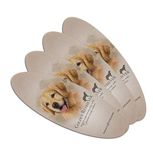 Golden Retriever Dog Breed Double-Sided Oval Nail File Emery Board Set 4 Pack