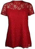 Forever Womens Plus Size Cap Sleeves Floral Lace Dress Top