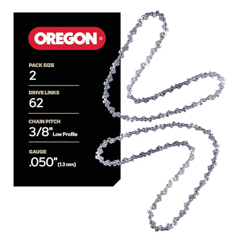 Oregon Sägekette, 2er-Pack, 3/8-Zoll-LP-Teilung, 1,3 mm (0,050 Zoll) Kettenstärke für 45 cm (18 Zoll) Schiene, 62 Antriebsglieder, rückschlagarme Ersa