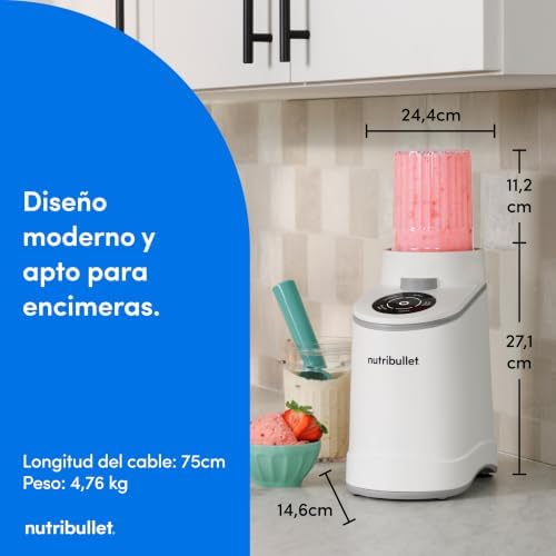 Chill – Heladera para gelato, helados, yogur helado, smoothie bowls, sorbetes, 5 programas automáticos, máquina de helados, 3 recipientes con tapa, ideal para familias, blanco (NBD0503W)