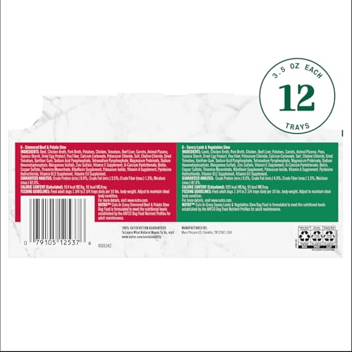 NUTRO NATURAL CHOICE CUTS IN GRAVY WET DOG FOOD, GRAIN FREE DOG FOOD WET LAMB AND BEEF RECIPES VARIETY PACK, 3.5 OZ. TRAYS (12 COUNT, PACK OF 1)