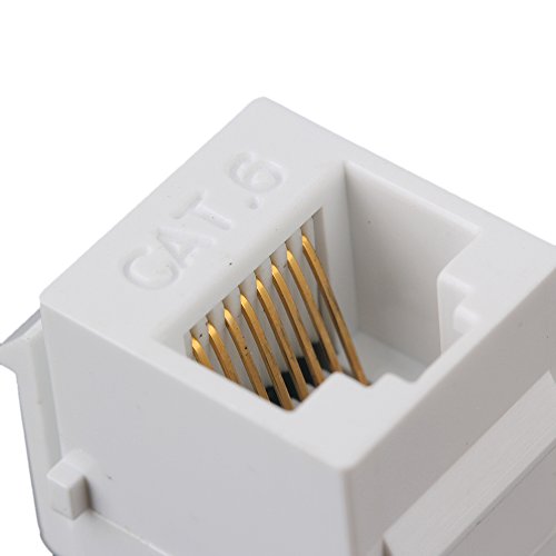 RDEXP Cat6 RJ45 Ethernet Inline Jack Coupler Keystone Female to Female Adapter Plug Set of 50