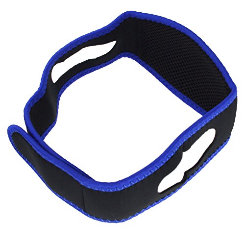 Snoring Chin Strap,Adjustable Anti Snore Chin Strap Support, Stop Snoring- Natural and Instant Snore Relief Jaw Belt with 12cm Magic Tape (Blue)
