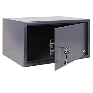 HMF 49204-11 Tresor passend für Laptop und Ordner, Möbeltresor Doppelbartschloss, 45,0 x 25,0 x 36,5 cm , anthrazit – Bild 5