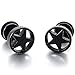 INBLUE Men's 8mm 9mm Stainless Steel Studs Earrings Black Round Stars Pentagram Pentacle Plug Gauges Tapers Plugs Tunnel