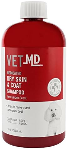 VetMD Medicated Dry Skin and Coat Shampoo | Best Dog Shampoo For All Dogs With Dry Skin, 17 ounces, Dry Skin & Coat