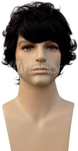 100% Real Hair! Fashion Quality Black Curly Men's Short Wigs Human Hair Wig