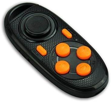 TEEFAN Portable Gamepad Wireless Bluetooth Remote Control Joystick Music Player Camera Shutter Google Cardboard Virtual Reality Headset 3D Glasses for Ebook iPad PC Samsung, Black/Orange