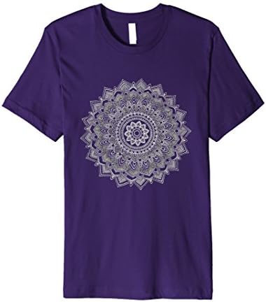Mens Mandala Flower T-shirt Large Purple