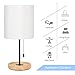 Wood Desk Lamp, Nightstand Table Lamp With White Fabric Shade, Modern Bedside Lamp For Bedroom, End Table, Farmhouse, Guestroom, College Dorm, Coffee Table