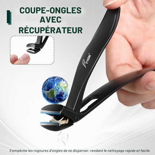 Coupe Ongle à Tête Coudée, Coupe Ongle Pied pour Personnes âgées, Coupe-ongles Professionnel Pour Ongles épais, Grand Coupe Ongles Pieds Avec Récupérateur pour Hommes et Femmes (Noir)