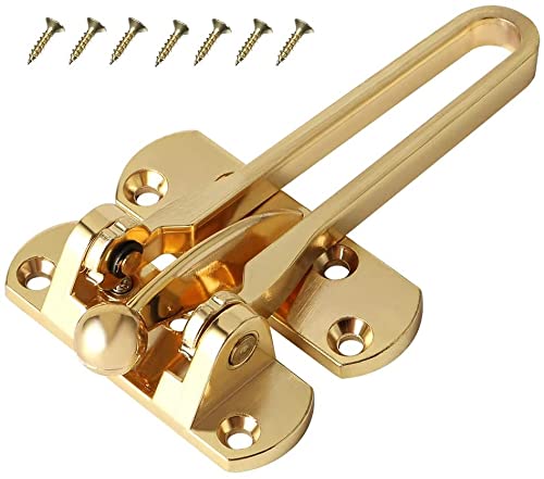 TERF® Heavy Duty Security Door Guard Polished Brass Internal and External Front and Back Door Restriction Limiter Security Lock Safety Guard for Wooden and uPVC Doors - Pack of 1